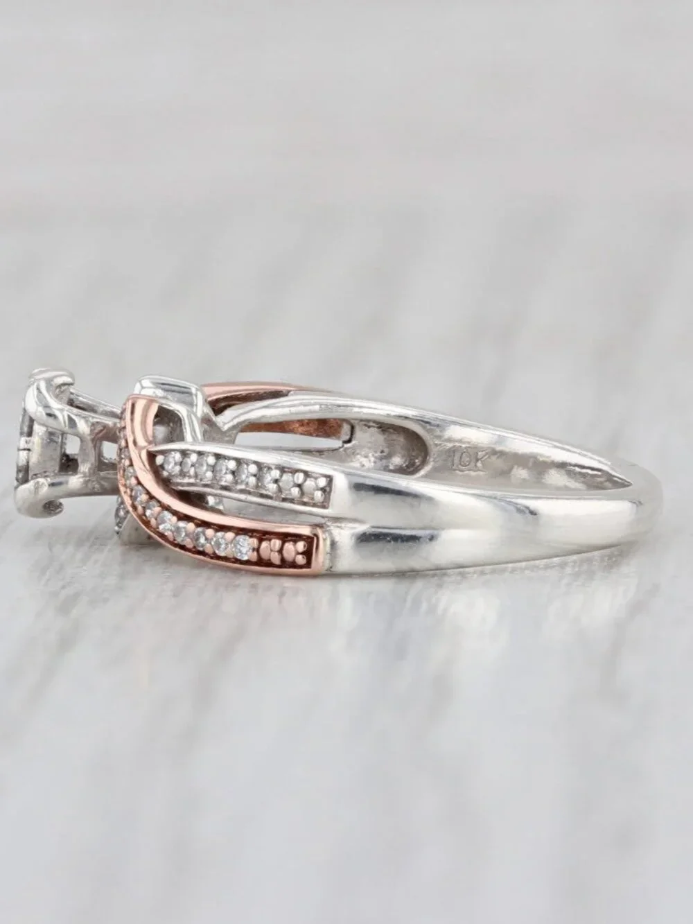 0.17ctw Diamond Cluster Engagement Ring 10k Rose Gold Sterling Silver Size 6.25